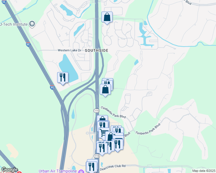 map of restaurants, bars, coffee shops, grocery stores, and more near 7651 Paradise Island Boulevard in Jacksonville