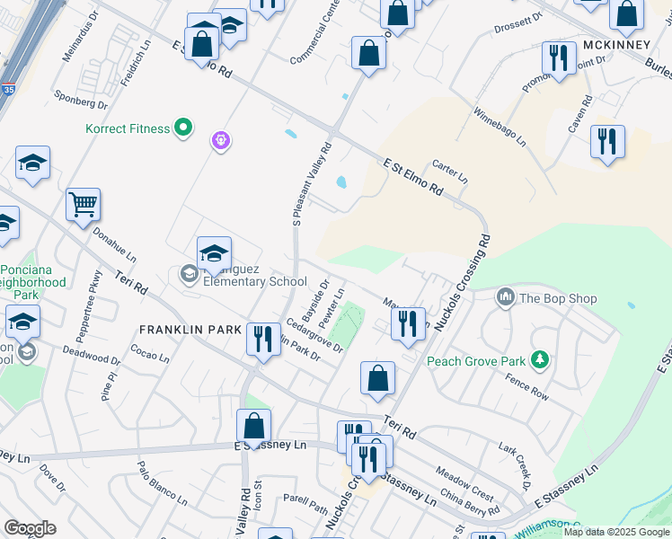 map of restaurants, bars, coffee shops, grocery stores, and more near 4622 Button Bend Road in Austin