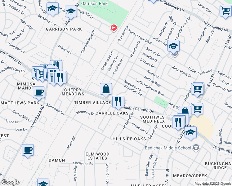 map of restaurants, bars, coffee shops, grocery stores, and more near in Austin