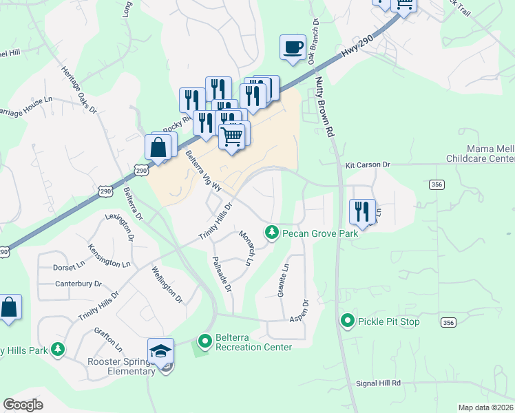 map of restaurants, bars, coffee shops, grocery stores, and more near 161 Littleton Drive in Austin