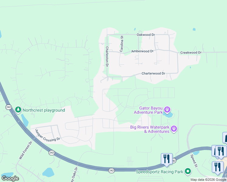 map of restaurants, bars, coffee shops, grocery stores, and more near 16766 Everbrook in Splendora