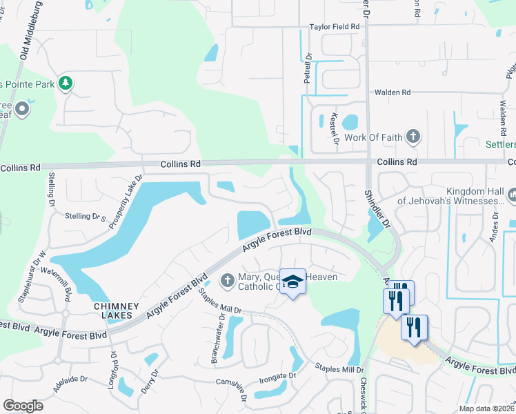 map of restaurants, bars, coffee shops, grocery stores, and more near 9008 Bridgecreek Drive West in Jacksonville