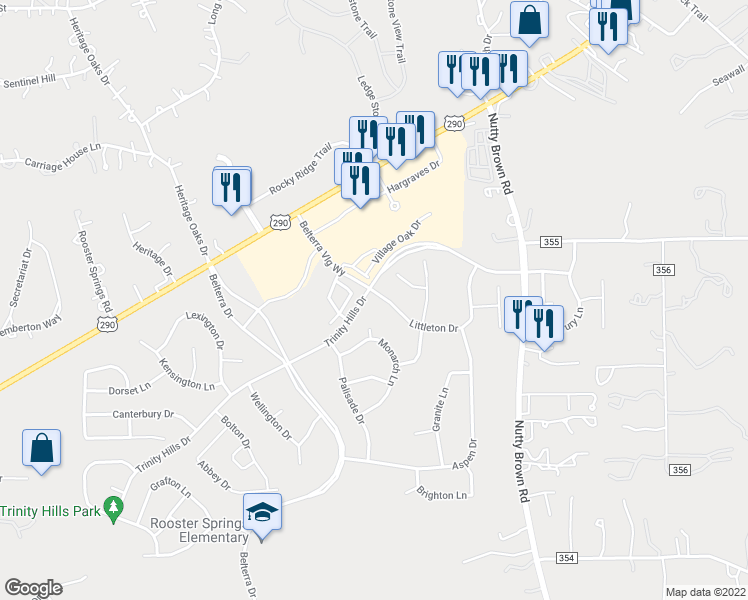map of restaurants, bars, coffee shops, grocery stores, and more near 110 Littleton Drive in Austin