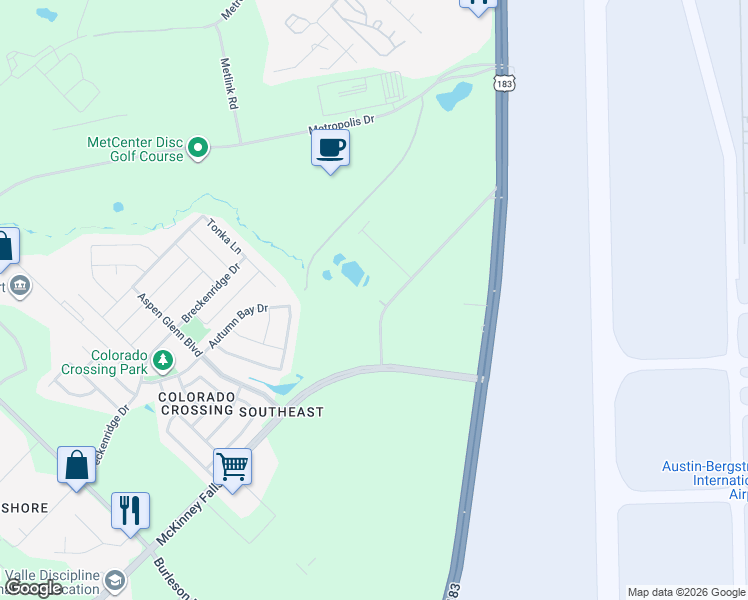 map of restaurants, bars, coffee shops, grocery stores, and more near 3500 McCall Lane in Austin