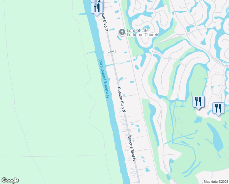 map of restaurants, bars, coffee shops, grocery stores, and more near 227 Roscoe Boulevard North in Ponte Vedra Beach