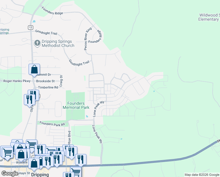 map of restaurants, bars, coffee shops, grocery stores, and more near 498 Cannon Ranch Road in Hays County