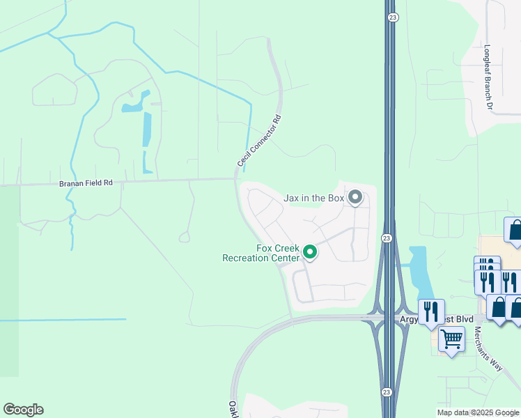 map of restaurants, bars, coffee shops, grocery stores, and more near 7942 Island Fox Road in Jacksonville