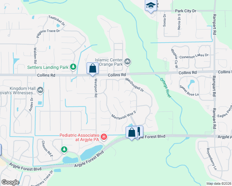 map of restaurants, bars, coffee shops, grocery stores, and more near 8022 Loch Lomond Lane in Jacksonville