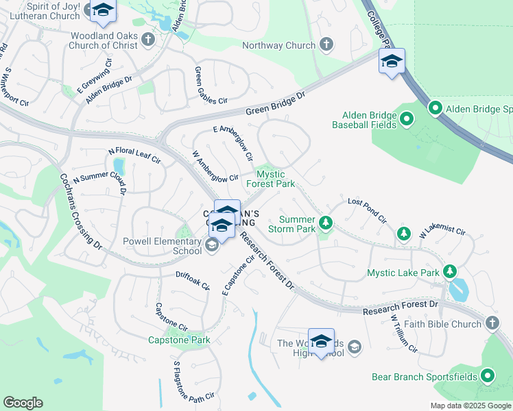 map of restaurants, bars, coffee shops, grocery stores, and more near 34 Sparklewood Place in Spring