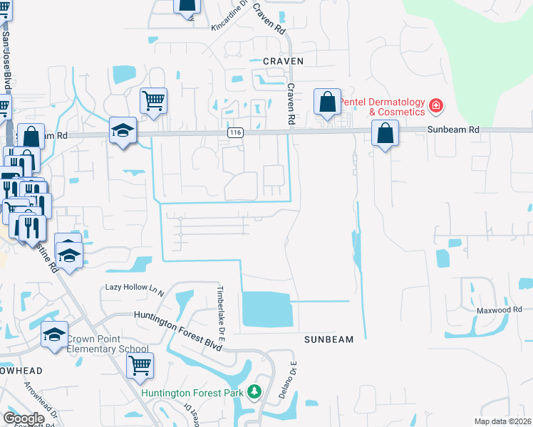 map of restaurants, bars, coffee shops, grocery stores, and more near 4389 Edgewater Crossing Drive in Jacksonville