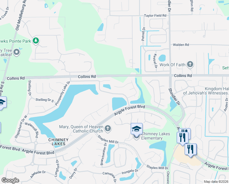 map of restaurants, bars, coffee shops, grocery stores, and more near 9008 Bridgecreek Drive West in Jacksonville