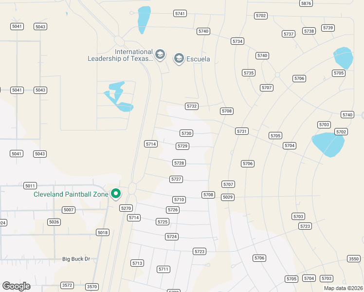 map of restaurants, bars, coffee shops, grocery stores, and more near County Road 3470 North in Cleveland