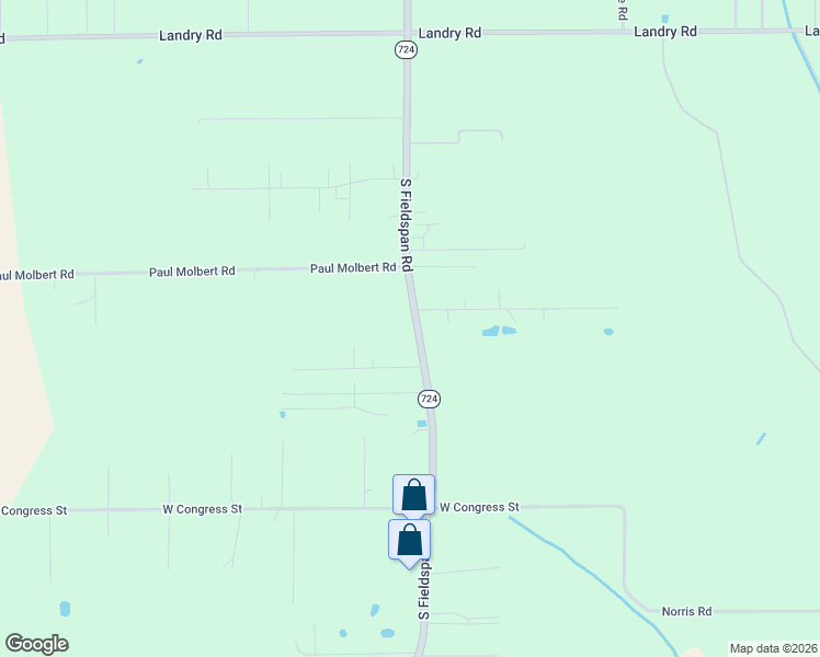 map of restaurants, bars, coffee shops, grocery stores, and more near 1706-1710 South Fieldspan Road in Duson