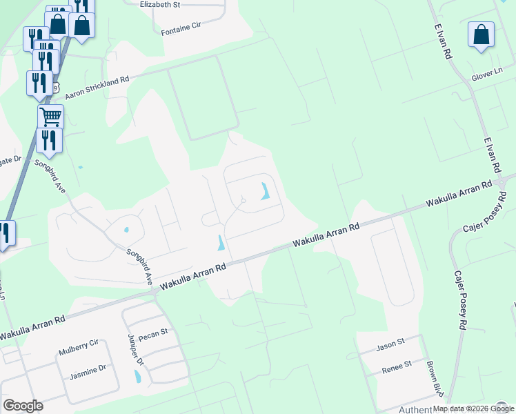 map of restaurants, bars, coffee shops, grocery stores, and more near 28 Evening Star Drive in Crawfordville