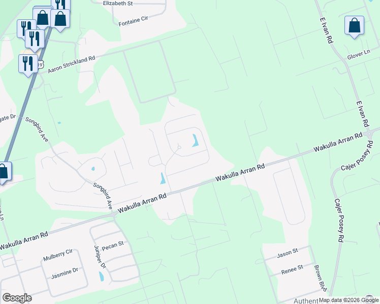 map of restaurants, bars, coffee shops, grocery stores, and more near 40 Evening Star Drive in Crawfordville