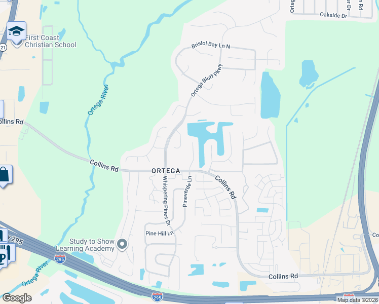 map of restaurants, bars, coffee shops, grocery stores, and more near 8091 Donegal Lane in Jacksonville