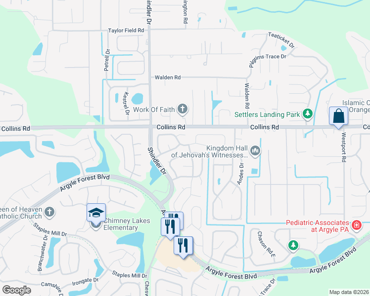 map of restaurants, bars, coffee shops, grocery stores, and more near 8436 Rockridge Court in Jacksonville