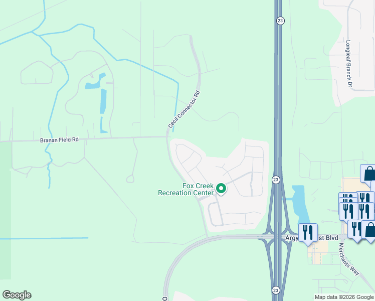 map of restaurants, bars, coffee shops, grocery stores, and more near 7804 Island Fox Road in Jacksonville