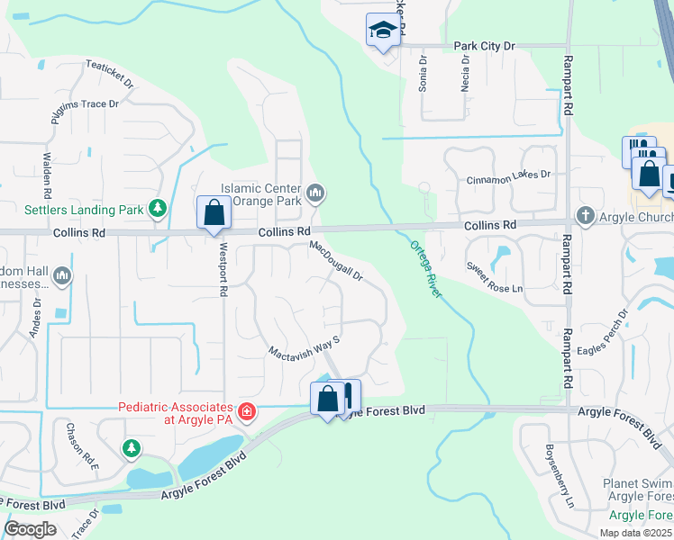 map of restaurants, bars, coffee shops, grocery stores, and more near 7818 Macdougall Drive in Jacksonville