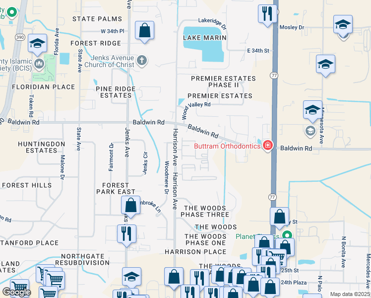 map of restaurants, bars, coffee shops, grocery stores, and more near 2962 Harrison Avenue in Panama City