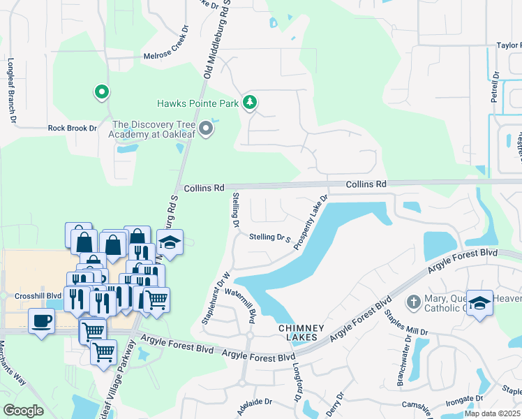map of restaurants, bars, coffee shops, grocery stores, and more near 8046 Welbeck Lane in Jacksonville