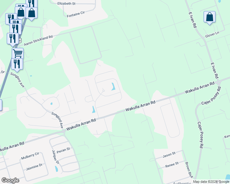 map of restaurants, bars, coffee shops, grocery stores, and more near 42 Evening Star Drive in Crawfordville