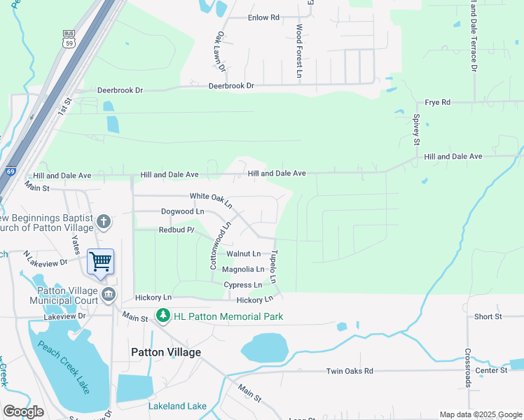 map of restaurants, bars, coffee shops, grocery stores, and more near Cedar Circle in Splendora