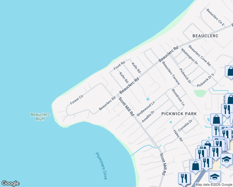 map of restaurants, bars, coffee shops, grocery stores, and more near 2909 Isser Court in Jacksonville