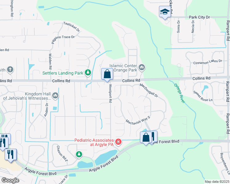 map of restaurants, bars, coffee shops, grocery stores, and more near 8026 Macnaughton Drive in Jacksonville