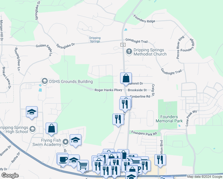 map of restaurants, bars, coffee shops, grocery stores, and more near in Dripping Springs