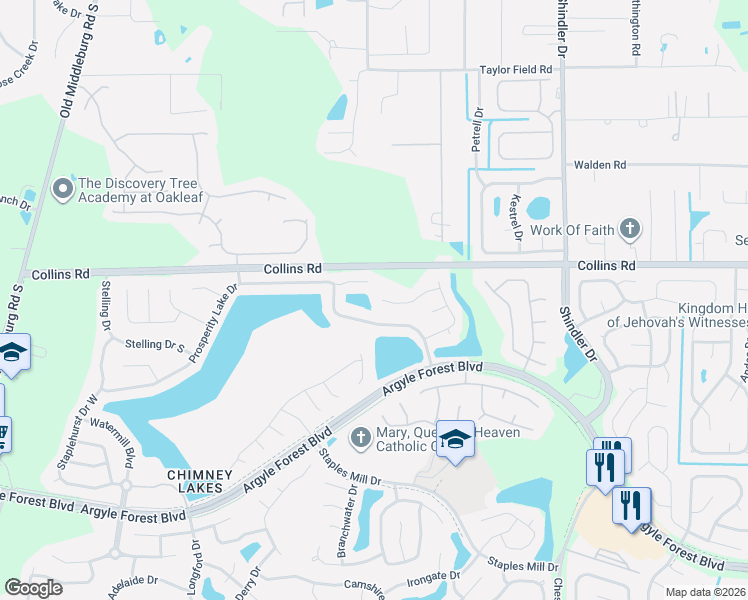 map of restaurants, bars, coffee shops, grocery stores, and more near 8985 Needlepoint Place in Jacksonville