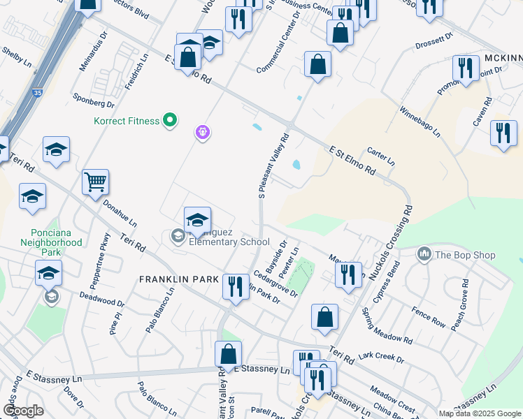 map of restaurants, bars, coffee shops, grocery stores, and more near 4602 Button Bend Road in Austin