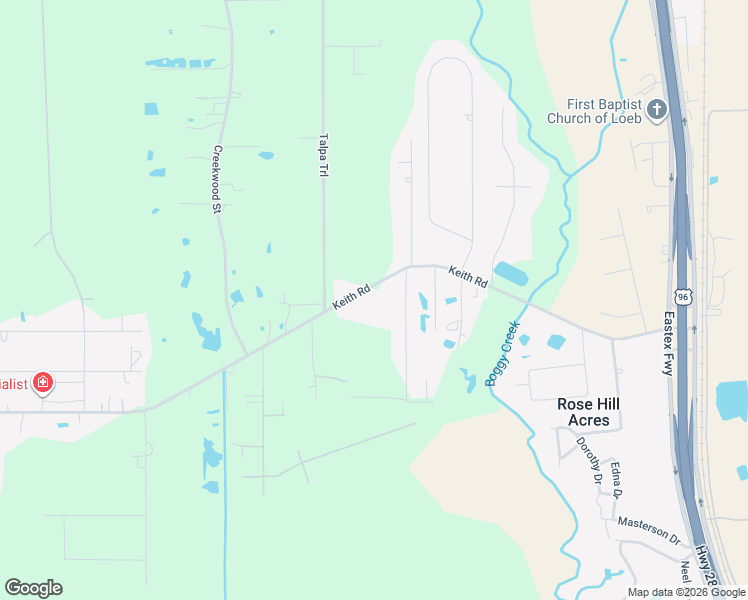 map of restaurants, bars, coffee shops, grocery stores, and more near 8008 Keith Road in Lumberton