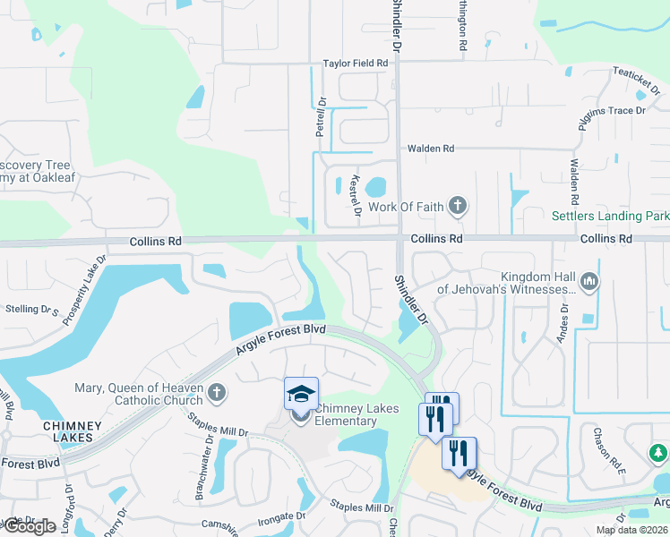 map of restaurants, bars, coffee shops, grocery stores, and more near 8058 Leafcrest Drive in Jacksonville