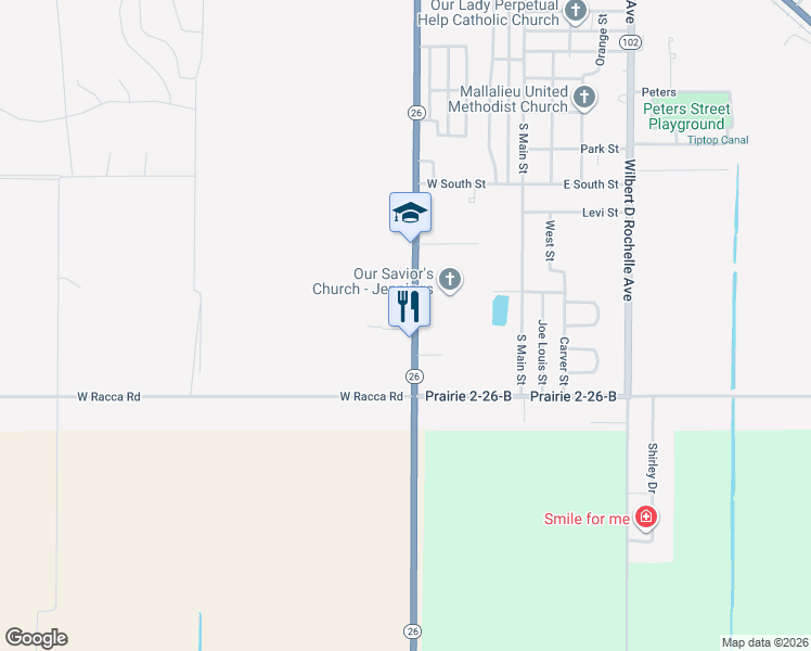 map of restaurants, bars, coffee shops, grocery stores, and more near 1847 South Lake Arthur Avenue in Jennings