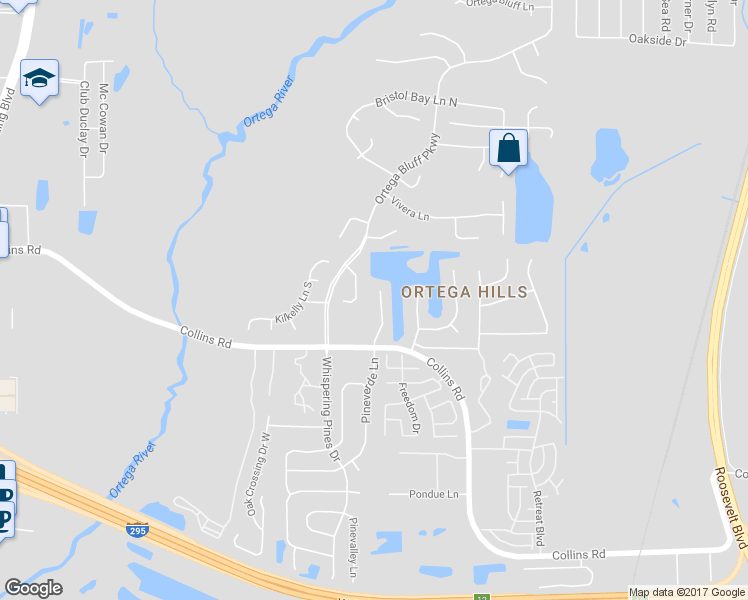 map of restaurants, bars, coffee shops, grocery stores, and more near 8091 Donegal Lane in Jacksonville