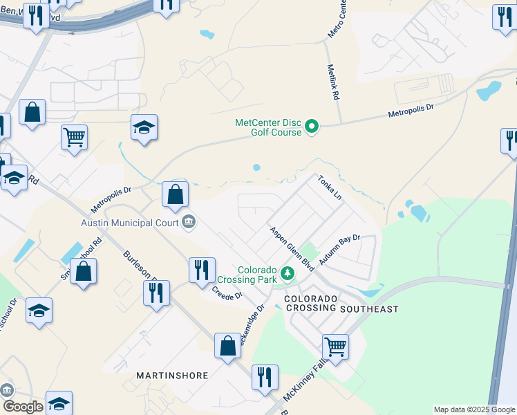 map of restaurants, bars, coffee shops, grocery stores, and more near 6804 Limber Cove in Austin