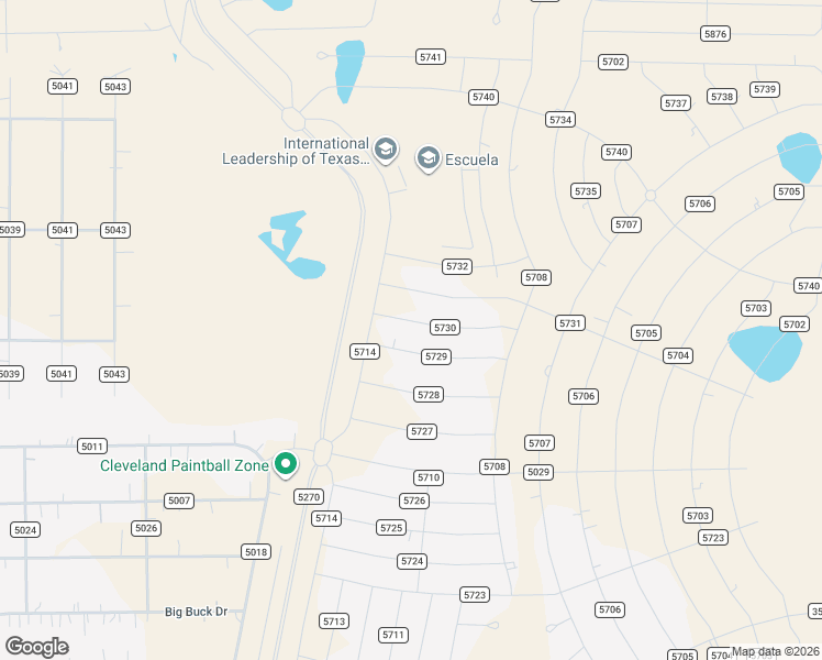 map of restaurants, bars, coffee shops, grocery stores, and more near County Road 3470 North in Cleveland