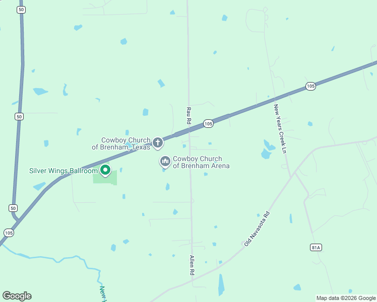 map of restaurants, bars, coffee shops, grocery stores, and more near 1379 Allen Road in Brenham