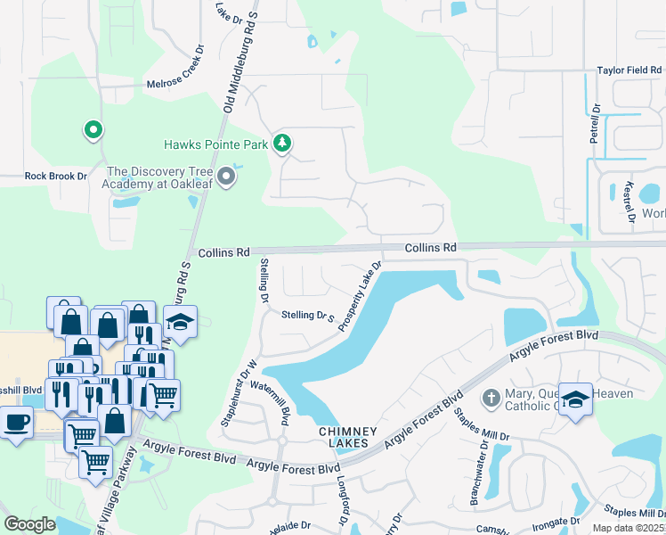 map of restaurants, bars, coffee shops, grocery stores, and more near 8039 Tuxford Lane in Jacksonville