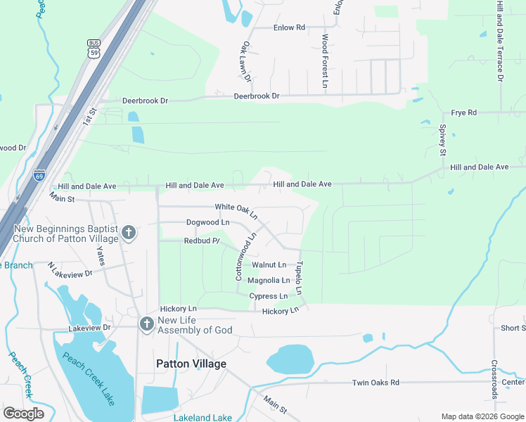 map of restaurants, bars, coffee shops, grocery stores, and more near 25622 Chestnut Lane in Splendora