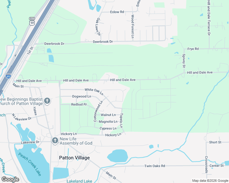 map of restaurants, bars, coffee shops, grocery stores, and more near 16680 Cedar Circle in Splendora