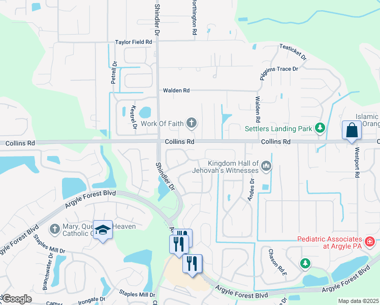 map of restaurants, bars, coffee shops, grocery stores, and more near 8436 Rockridge Court in Jacksonville