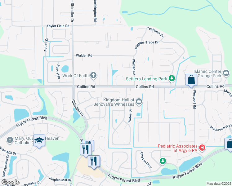 map of restaurants, bars, coffee shops, grocery stores, and more near 8324 Mistwood Circle North in Jacksonville