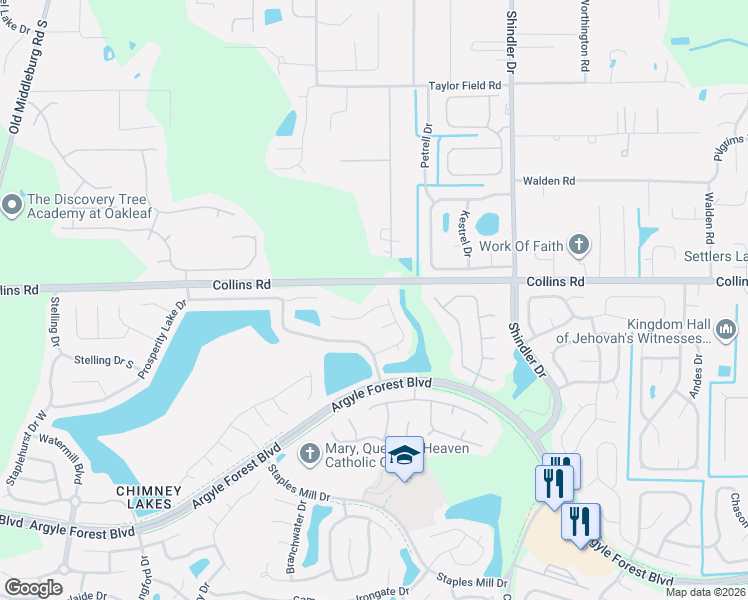 map of restaurants, bars, coffee shops, grocery stores, and more near 8938 Needlepoint Place in Jacksonville