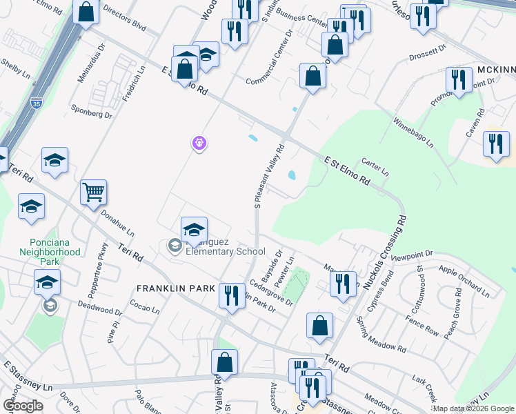 map of restaurants, bars, coffee shops, grocery stores, and more near 4602 Button Bend Road in Austin