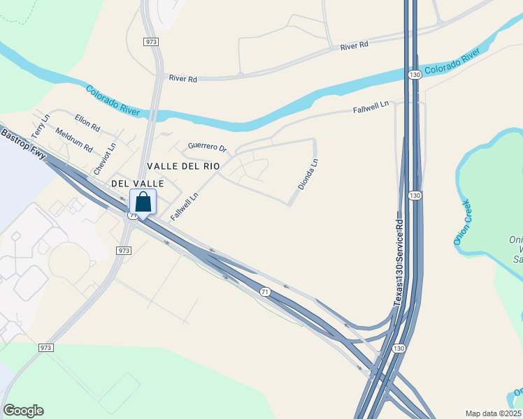 map of restaurants, bars, coffee shops, grocery stores, and more near 3411-3495 East Highway 71 in Travis County