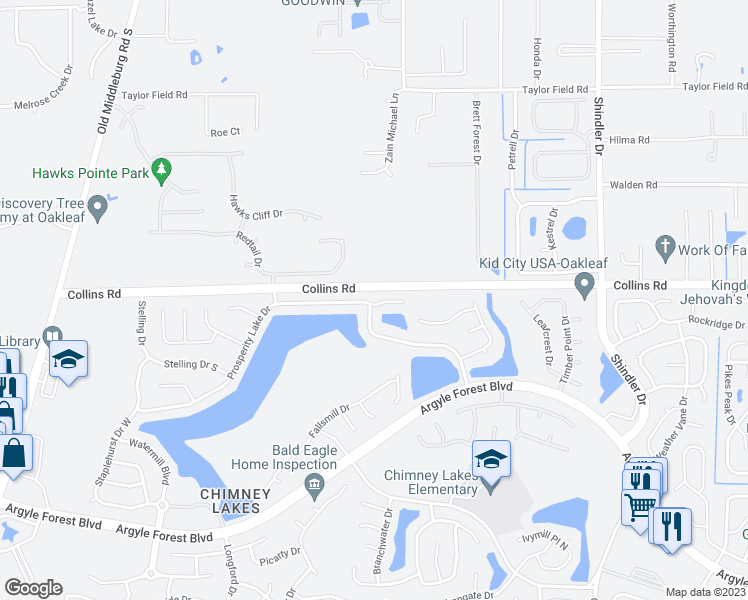 map of restaurants, bars, coffee shops, grocery stores, and more near 9081 Prosperity Lake Drive in Jacksonville