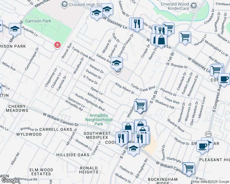 map of restaurants, bars, coffee shops, grocery stores, and more near 6200 Soft Wind Circle in Austin