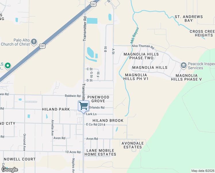 map of restaurants, bars, coffee shops, grocery stores, and more near 3641 D St in Panama City